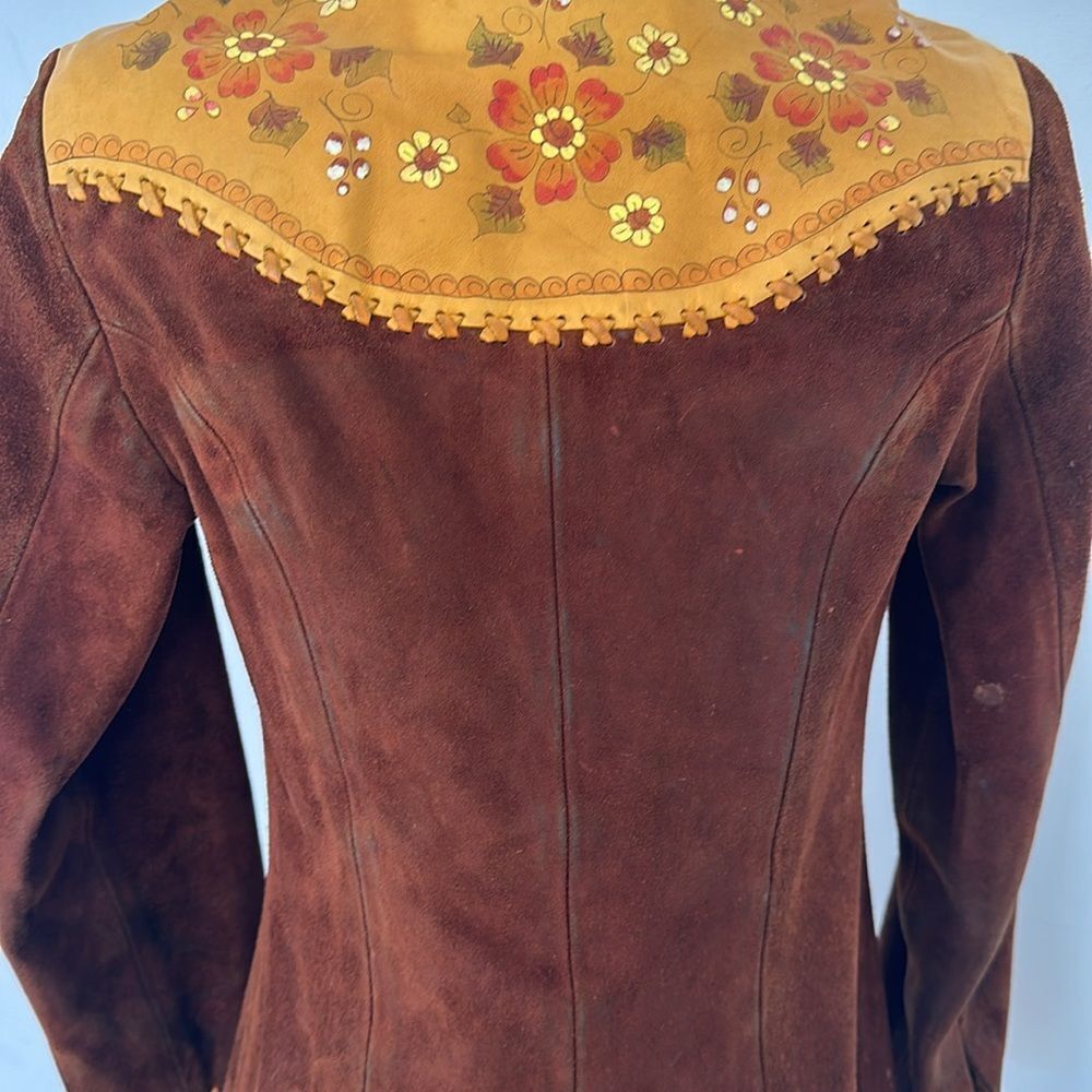 Vintage 70s CHAR Handpainted Hippy Genuine Suede Jacket - Picture 11 of 15